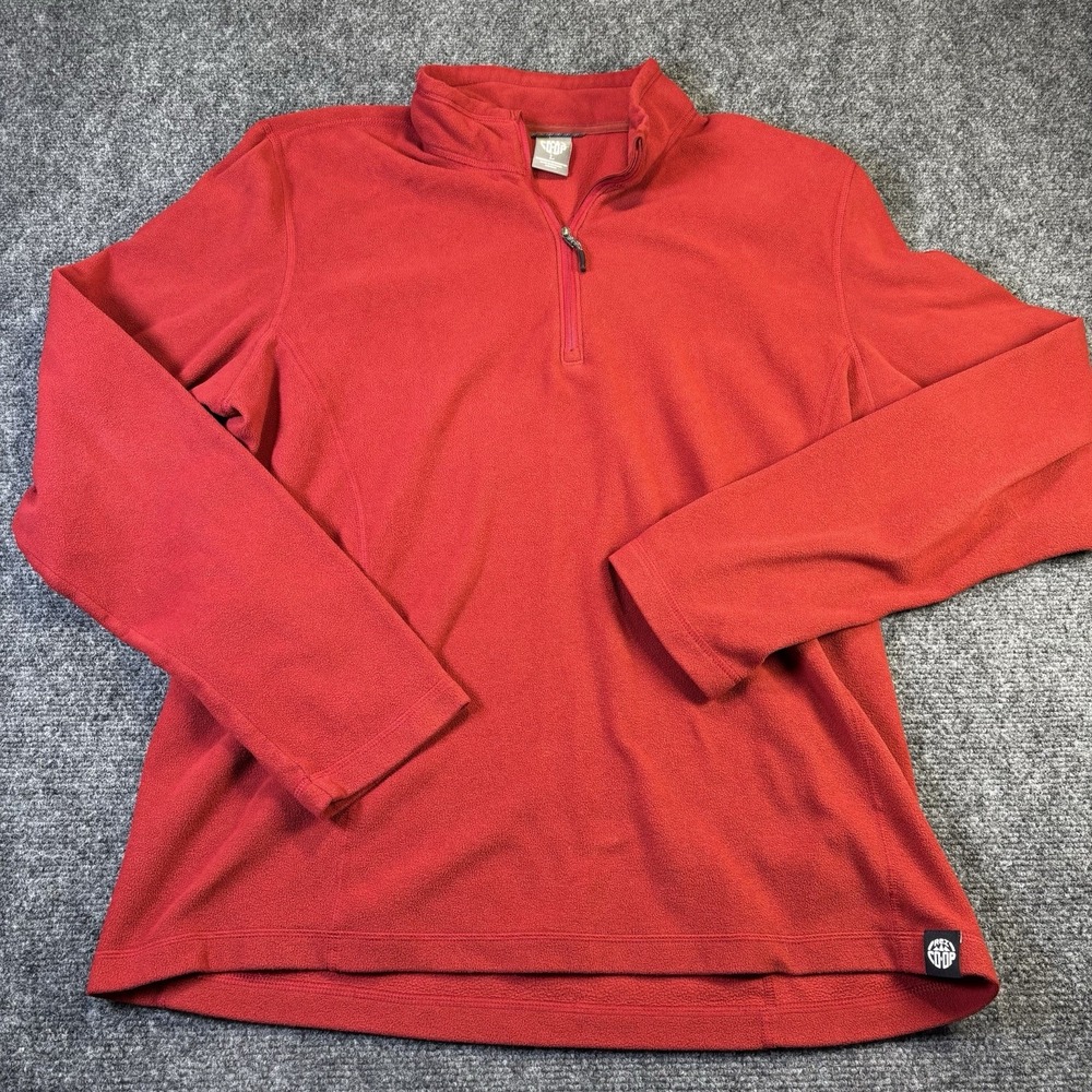 REI Co-op Fleece Pullover Mens Large‎ Red Quarter Zip Outdoor Hiking 883349